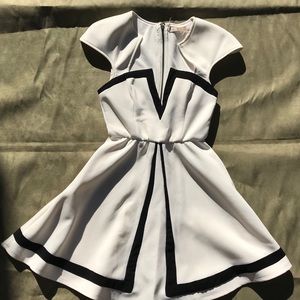 White+Black V-Cut Dress